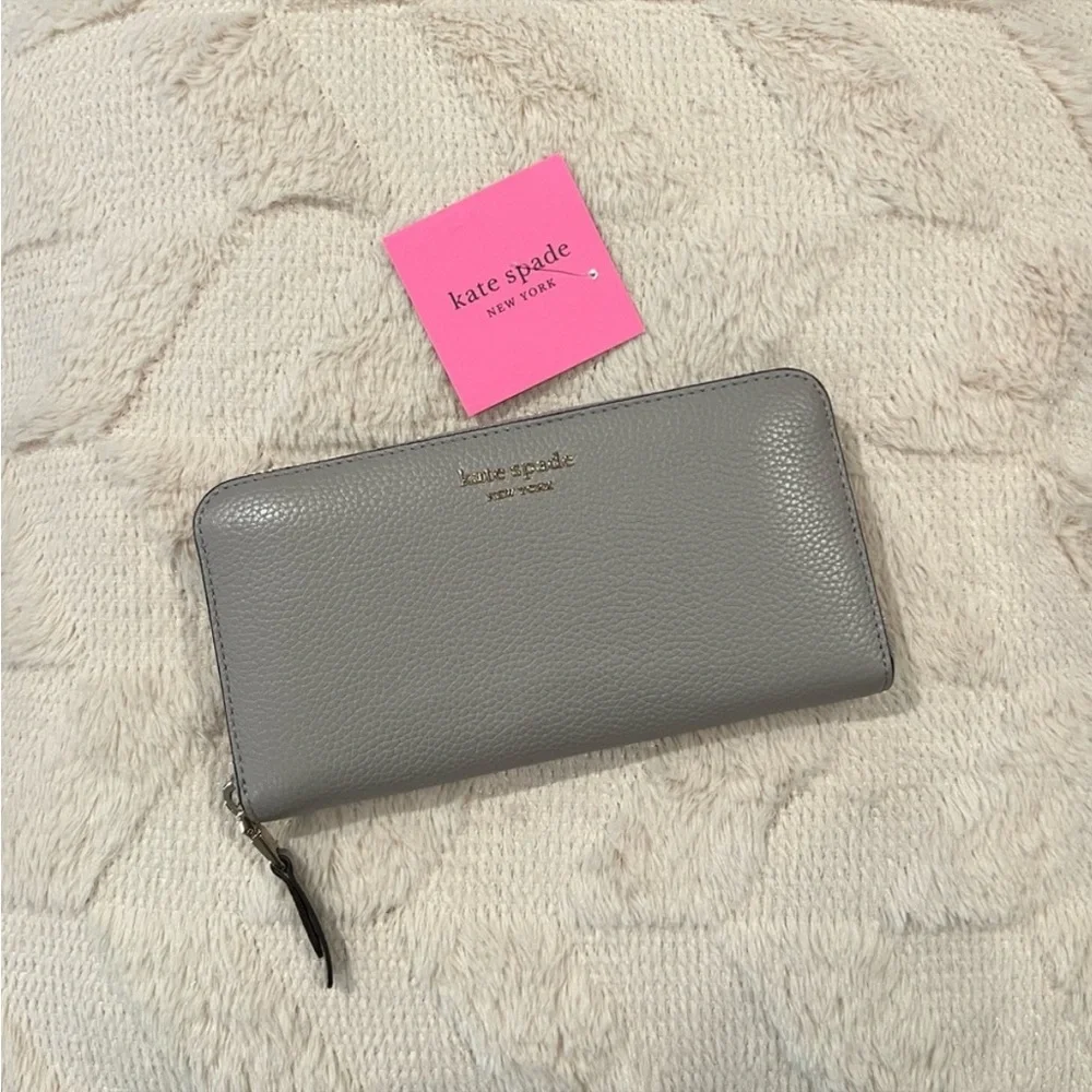 Kate spade New York zip around wallet pebbled leather
